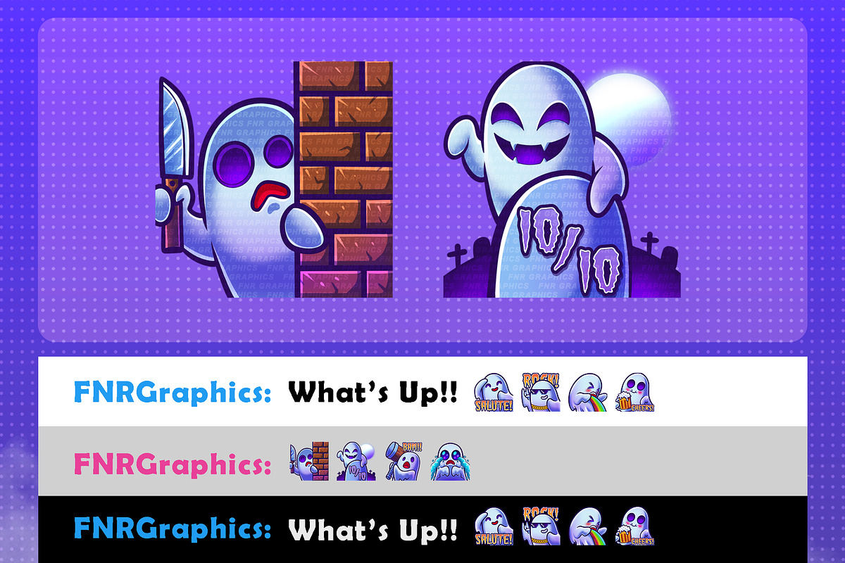 Cute Spooky Ghost Twitch Emotes, an Illustration by FNR Graphics (Photo 3 of 5)