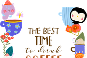 Animals Sitting With Cups of Coffee, a Food Illustration by Maria Starus (Thumbnail 2 of 3)