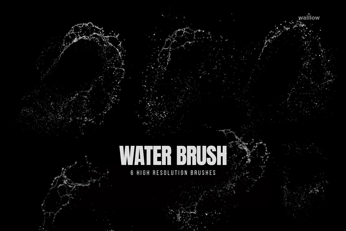 6 Water Splash Photoshop Brushes ABR, a Brush Add-On by Walllow Creatives (Photo 4 of 4)