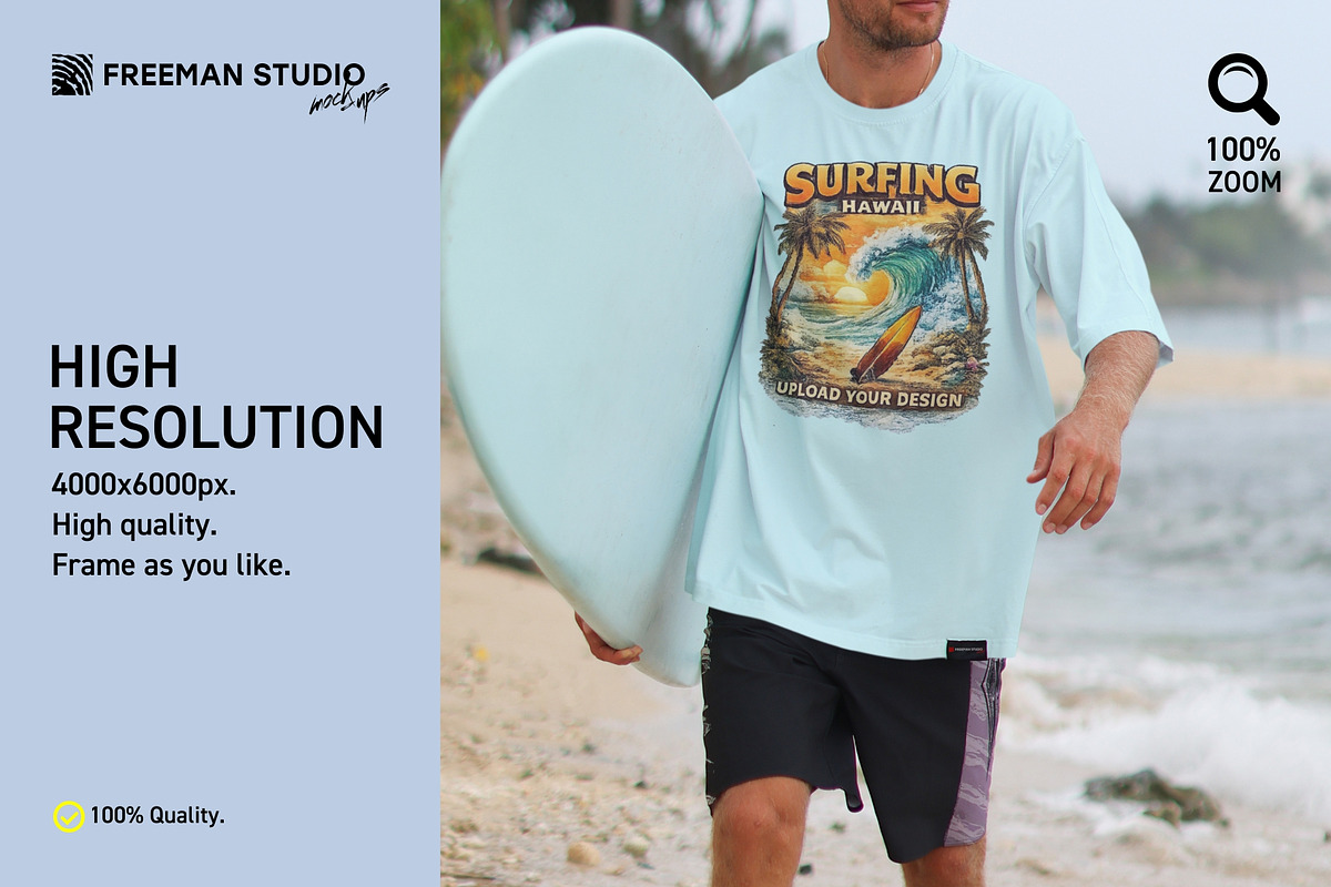 Surf T-Shirt Mockup, a Shirt Mockup by Freeman Studio (Photo 6 of 19)