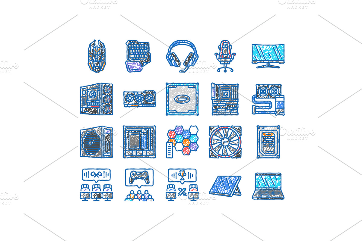 game pc gamer computer online icons, an Object Illustration by pikepicture