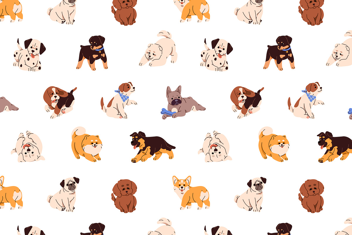 Cute puppies, funny baby dogs set, an Animal Illustration by PaperTrident (Photo 2 of 5)