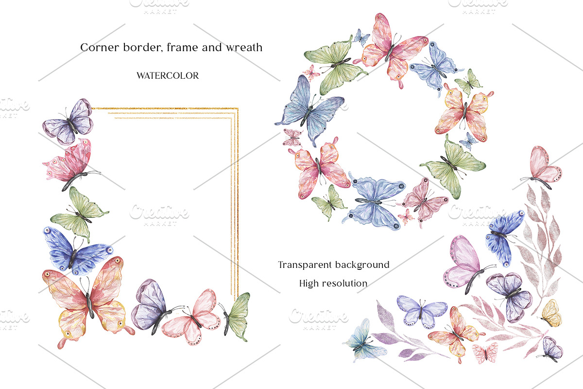 Watercolor Butterfly Collection, a Decorative Illustration by MayaNavits (Photo 7 of 15)