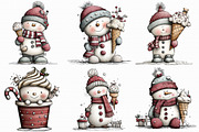 Christmas Snowman Ice Cream Clipart, an Illustration by Libby Wishes (Thumbnail 2 of 7)