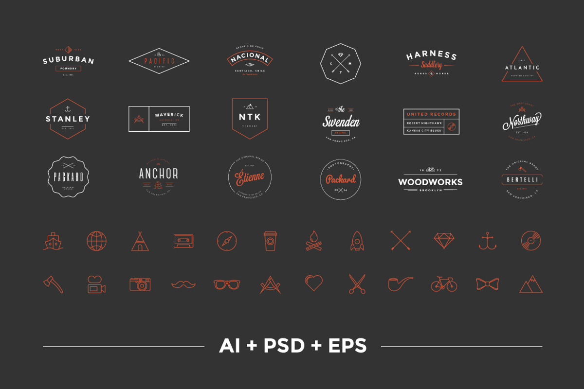 Hipster Vintage Logo Pack, a Branding & Logo Template by Victor Barac (Photo 1 of 5)