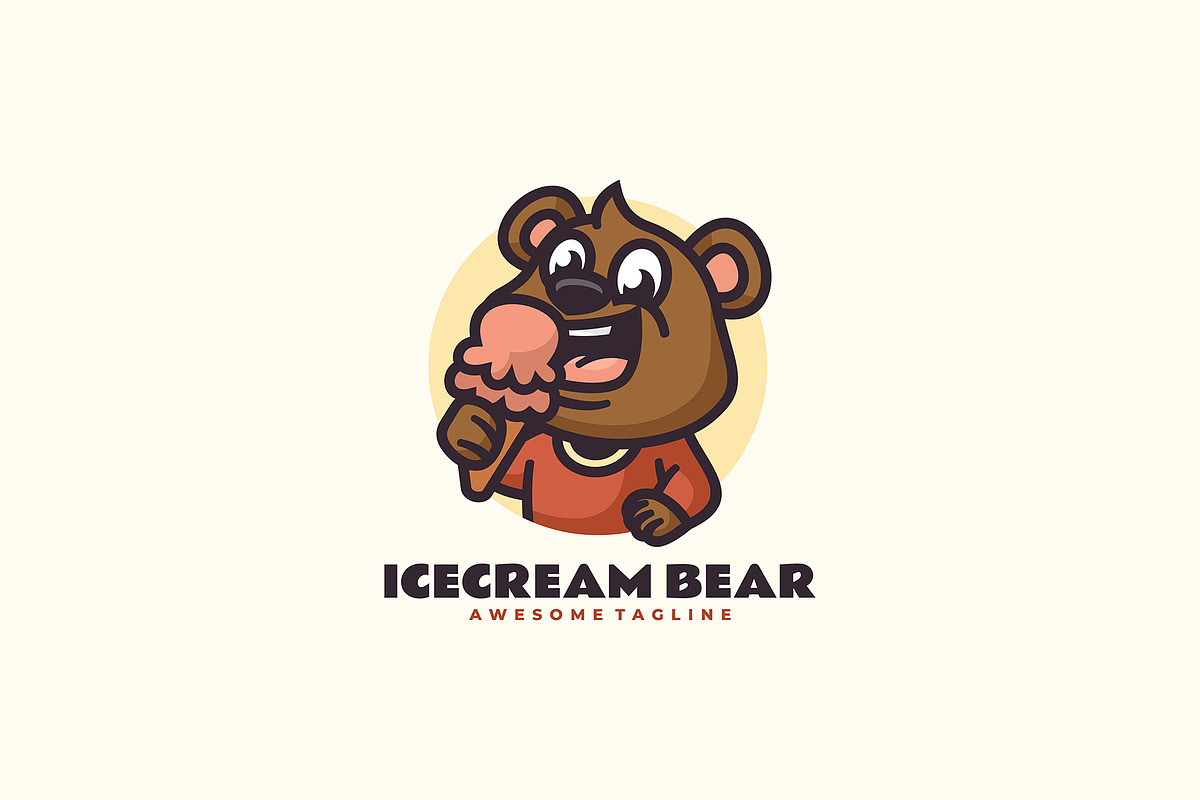 Ice Cream Bear Mascot Cartoon Logo, a Branding & Logo Template by Artnivora.Std