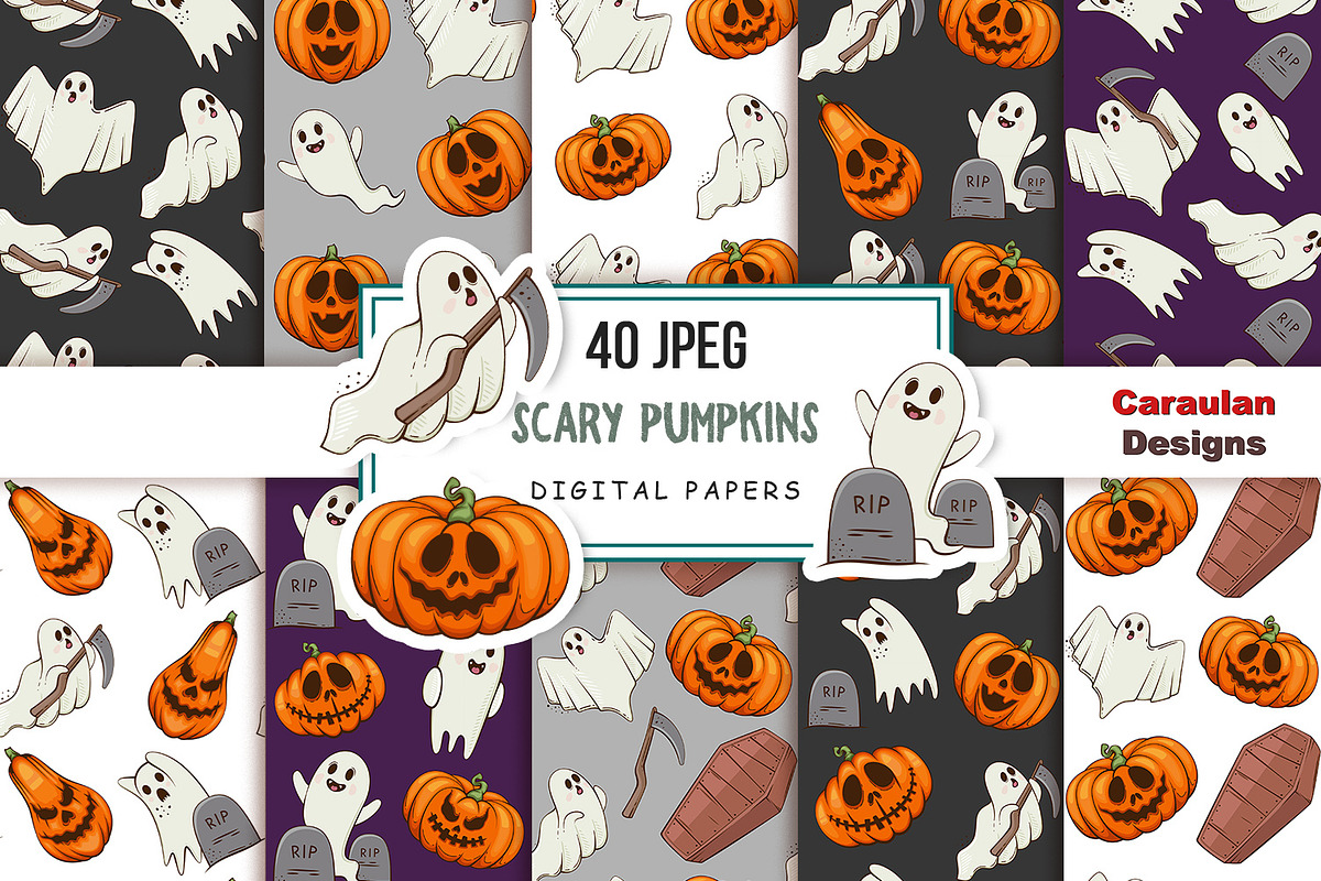 Halloween Patterns Collection, a Pattern Graphic by Serghei Caraulan (Photo 1 of 9)