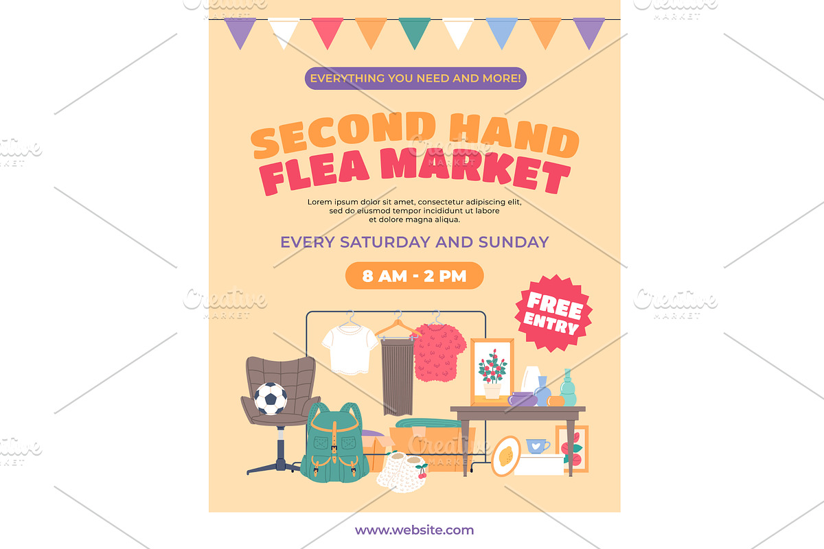 Garage sale. Flea market advertising, an Object Illustration by YummyBuum