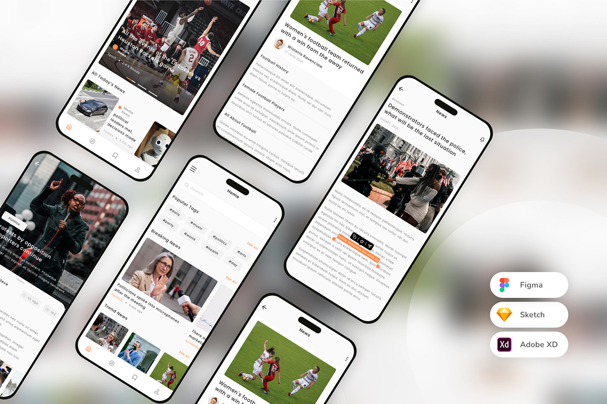 News & Article Mobile App UI Kit, an UI Kit Template by uicube