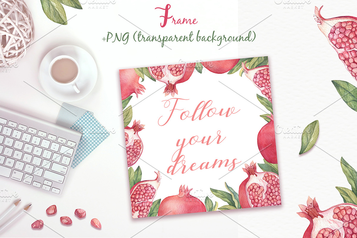 Watercolor Pomegranates, a Decorative Illustration by Irina Diasli (Photo 4 of 7)
