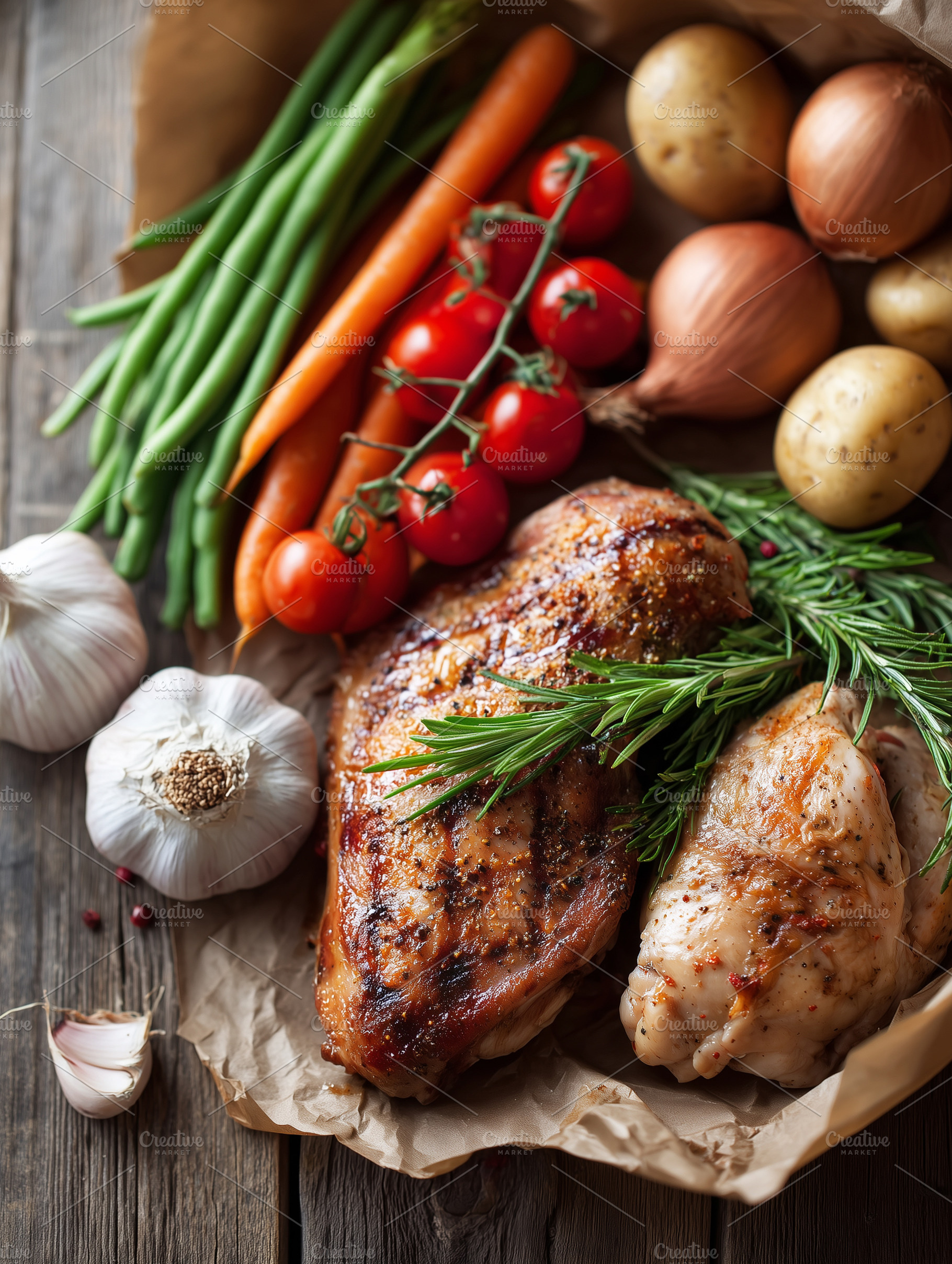 Roasted chicken breast with fresh, a Food & Drink Photo by MistyDay