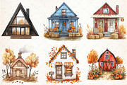 Autumn Houses Clipart, an Illustration by Libby Wishes (Thumbnail 7 of 7)