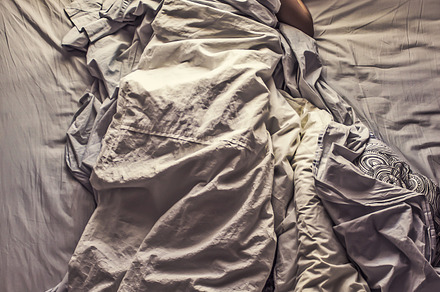 Do not disturb featuring woman, girl, and bed