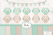 Mint Green Vector Owls & Papers, an Animal Illustration by Amanda Ilkov (Thumbnail 1 of 3)
