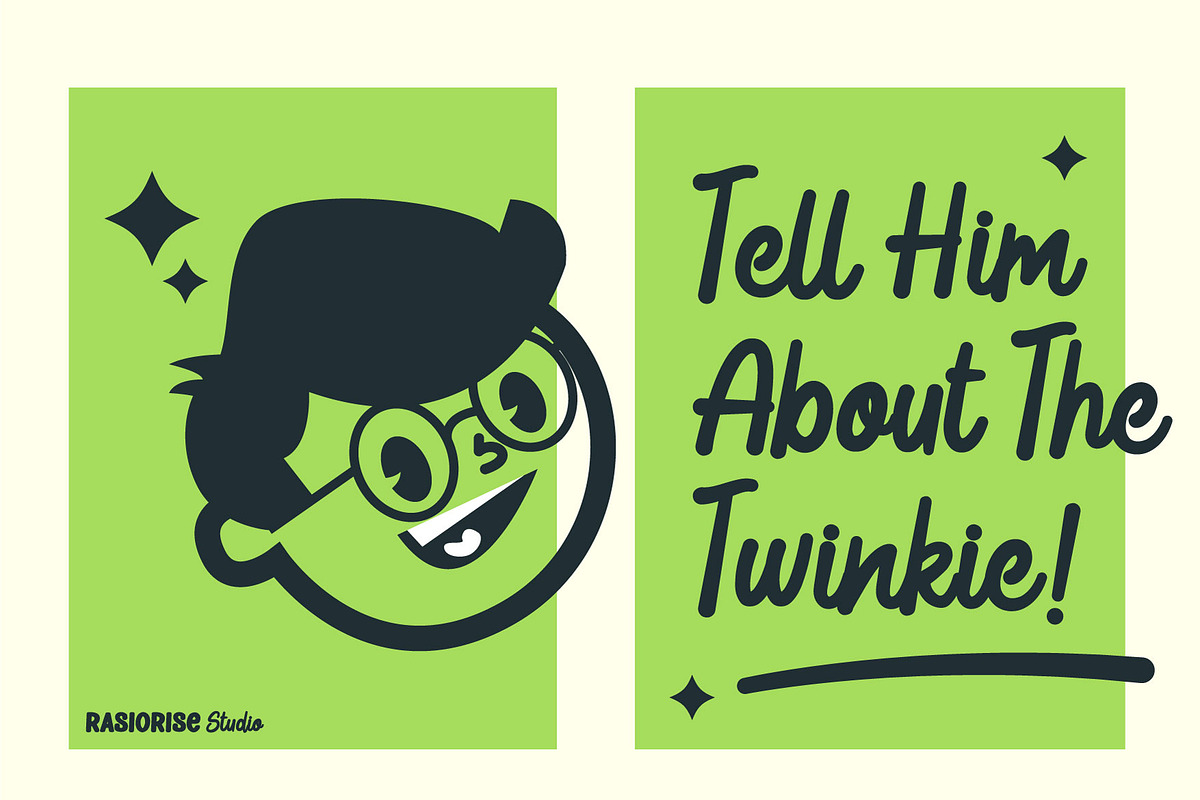 Lime Lines a Script Cartoon Font, a Script Font by Rasiorise Studio (Photo 9 of 11)