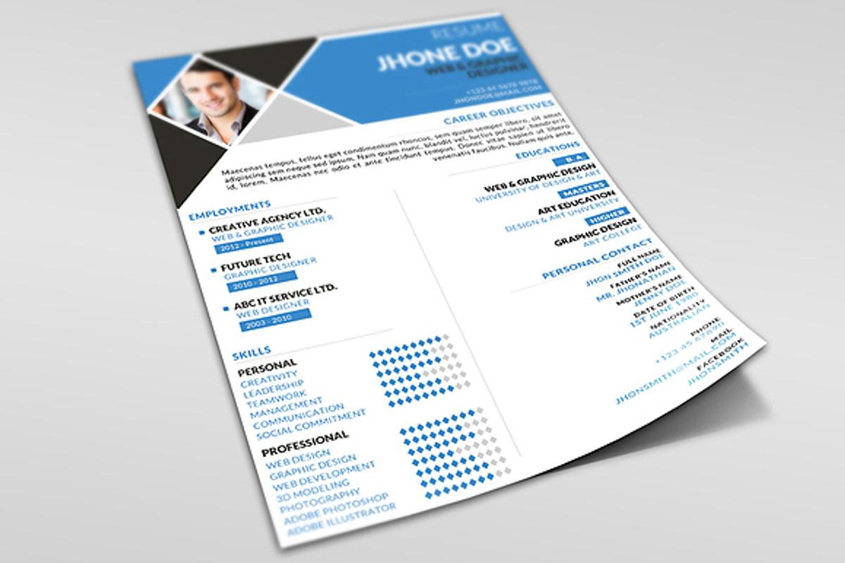 Minimal One Page Resume Template, a Resume Template by WonderShop (Photo 2 of 3)