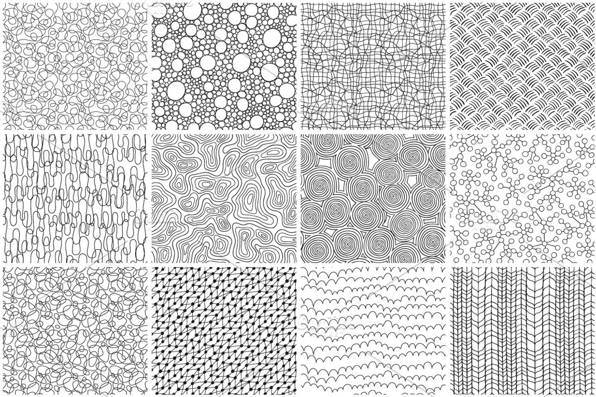 Seamless hand drawn patterns preview 4