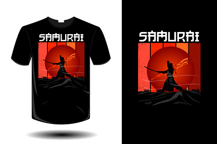 Samurai mockup retro vintage design