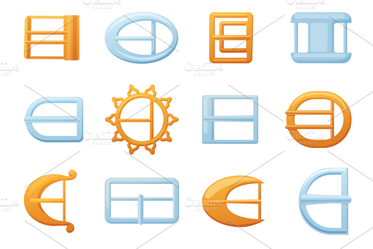 Cartoon belt buckles. Round square, an Object Illustration by LadadikArt