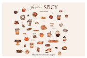 Autumn Spicy.Hand draw watercolor, an Object Graphic by ma_i_vi (Thumbnail 7 of 10)