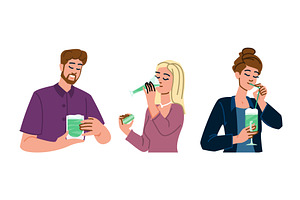 People enjoying healthy matcha green, a Food Illustration by pikepicture