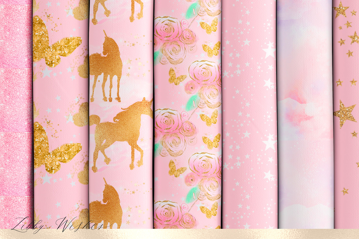 Unicorn patterns in Pink, a Pattern Graphic by Libby Wishes (Photo 9 of 10)