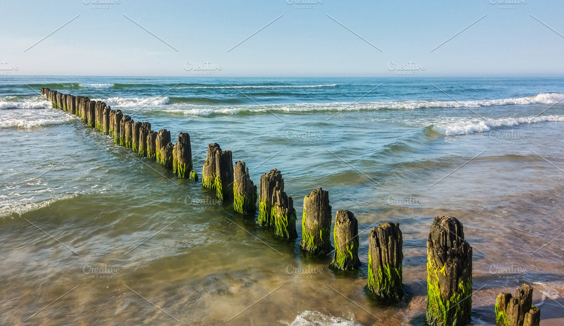 Breakwater and rough sea