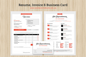Resume, Invoice and Business Card