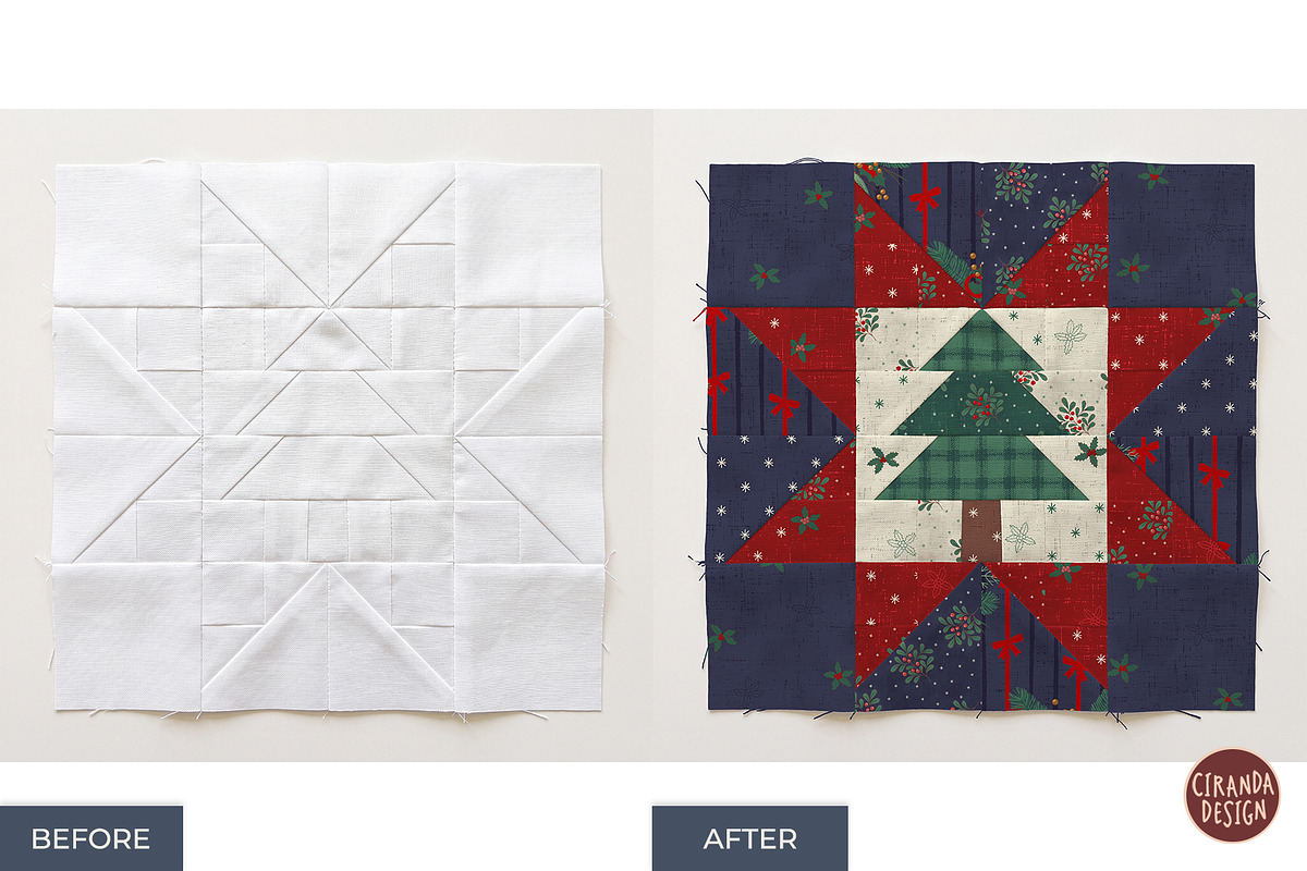 Christmas Tree Quilt Block Mockup, a Household Mockup by Ciranda Design (Photo 7 of 10)
