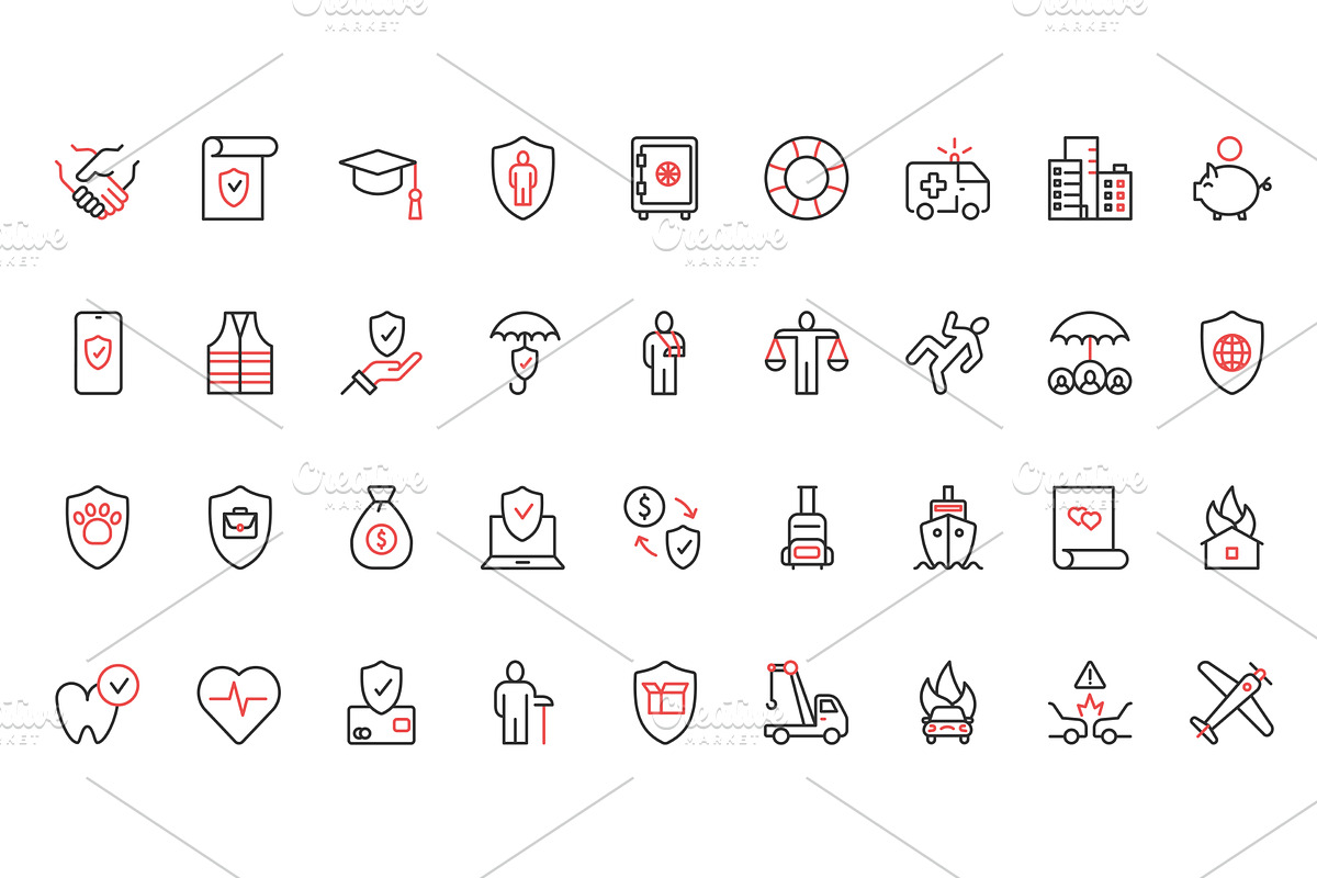 Insurance financial icons, a Finance Illustration by Lemberg Vector