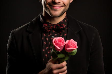 Portrait of charming man holding flowers, a Person Photo by Natalia Klenova's Shop