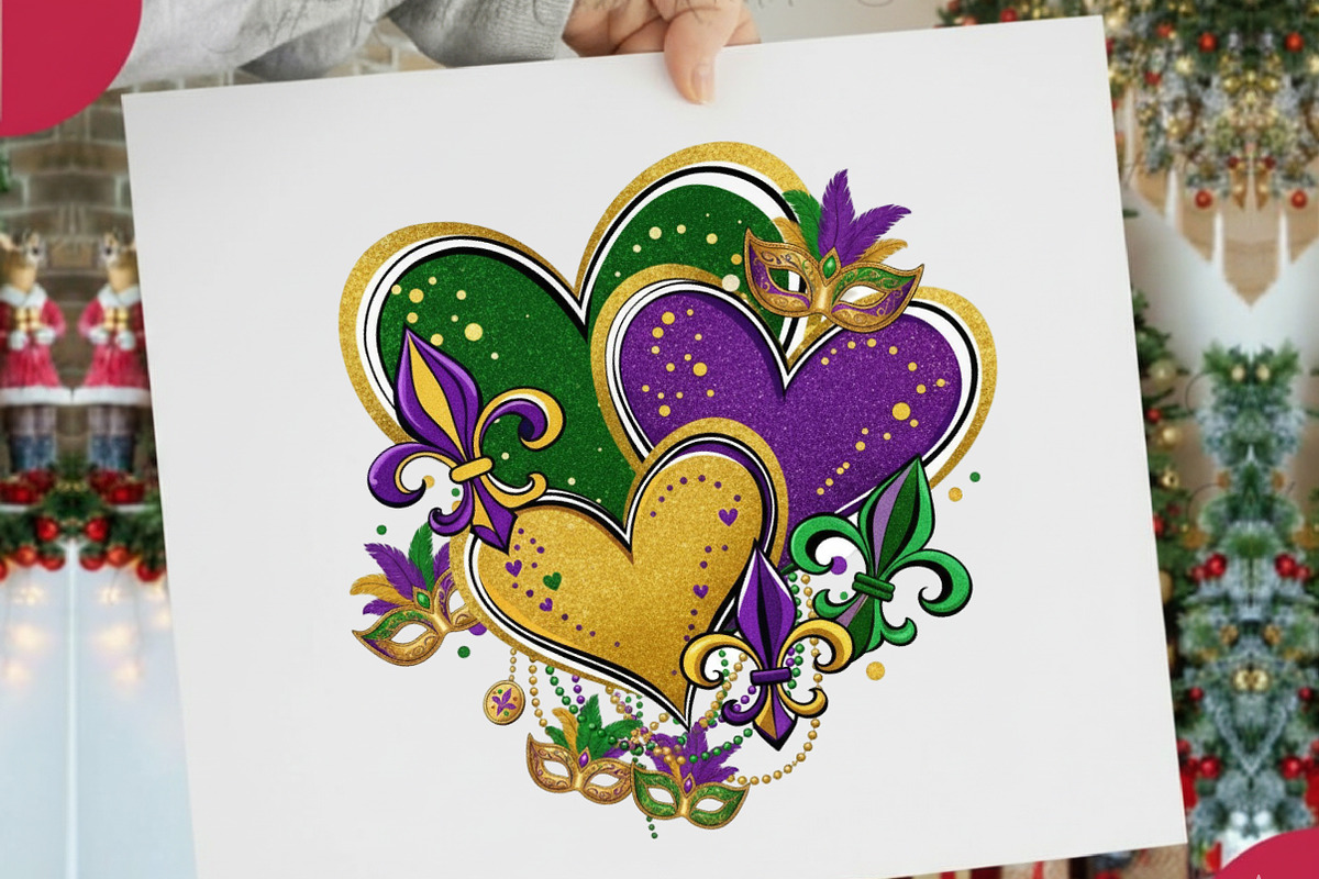 Heart Mardi Gras PNG, Mardi Gras PNG, an Illustration by Designking (Photo 1 of 4)