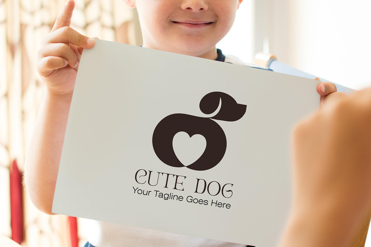Cute Dog Logo Design with Heart, a Branding & Logo Template by YUDesignStore (Photo 3 of 8)
