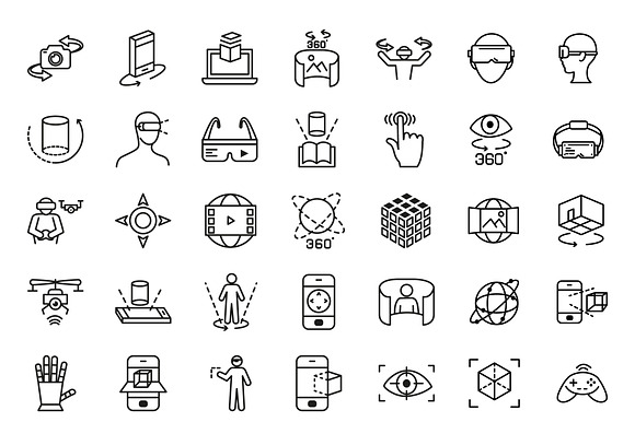 Virtual Reality Line Icons Set preview 2