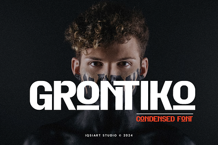 Grontiko - Condensed Font, a Sans Serif Font by Iqsiart Studio