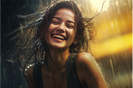 Cheerful Smiling woman rain, a Person Photo by Ylivdesign