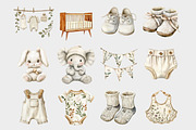 Watercolor Hanging Clothes Baby Clip, a Seasonal Illustration by Design Market (Thumbnail 3 of 5)