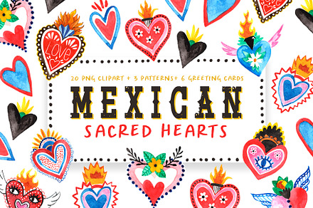 Mexican Hearts Hand-painted