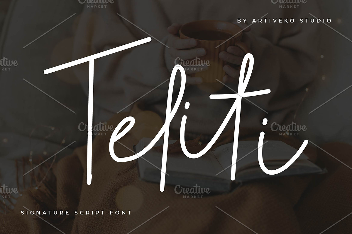 Teliti Signature Script, a Script Font by Artiveko (Photo 1 of 7)