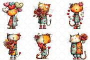 Quirky Valentine Cats Clipart, an Animal Illustration by Black Bird Studio (Thumbnail 6 of 6)