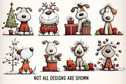 Whimsical Christmas Dogs Clipart PNG, an Illustration by Dream Creation (Thumbnail 3 of 8)