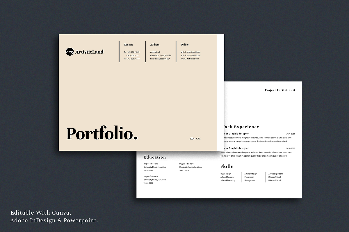 Minimal / Portfolio | Canva, PPTX, a Brochure Template by ArtisticLand (Photo 1 of 18)