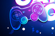 Game On Joypad In Neon Glitch Style, a Technology Illustration by Black White Mouse Design (Thumbnail 2 of 3)