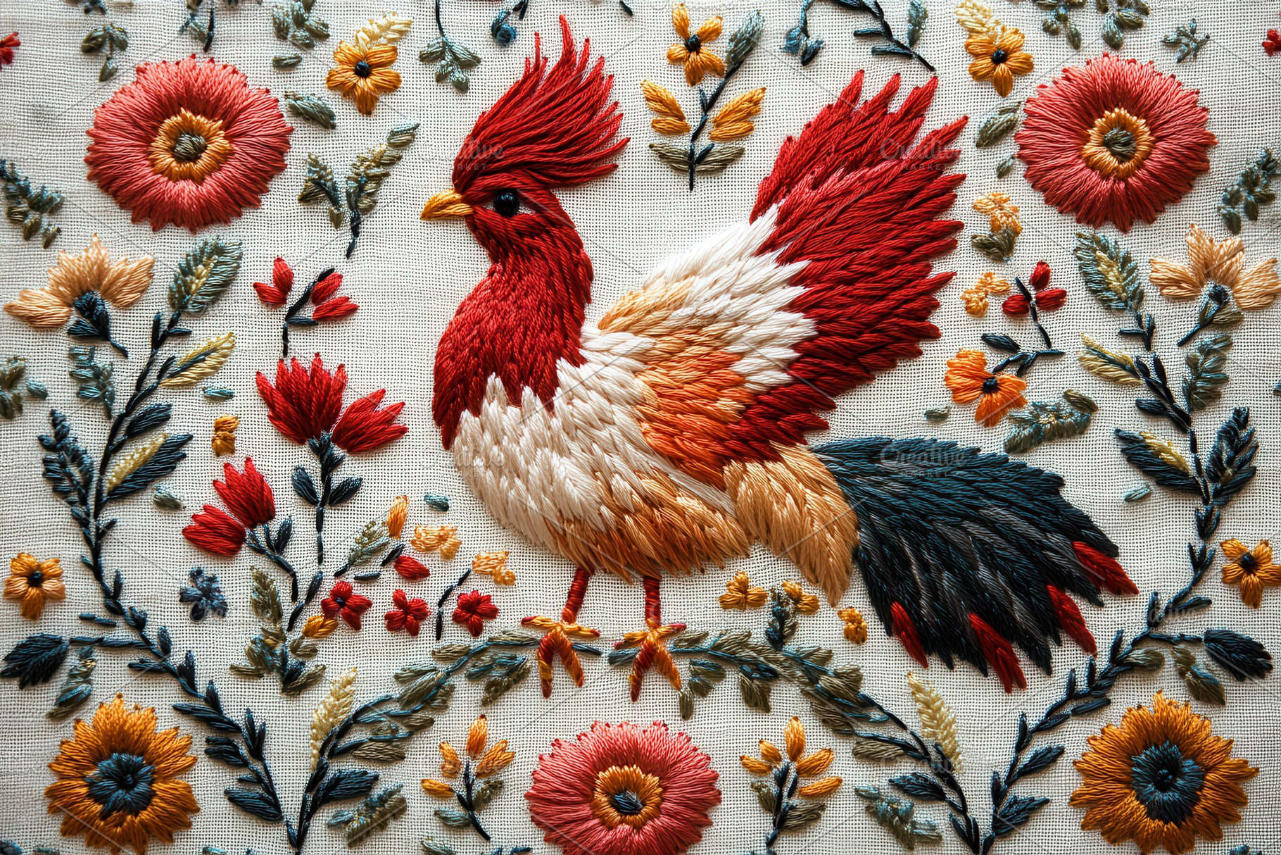 Vibrant embroidery showcasing a colo, a Photo by Tanuart