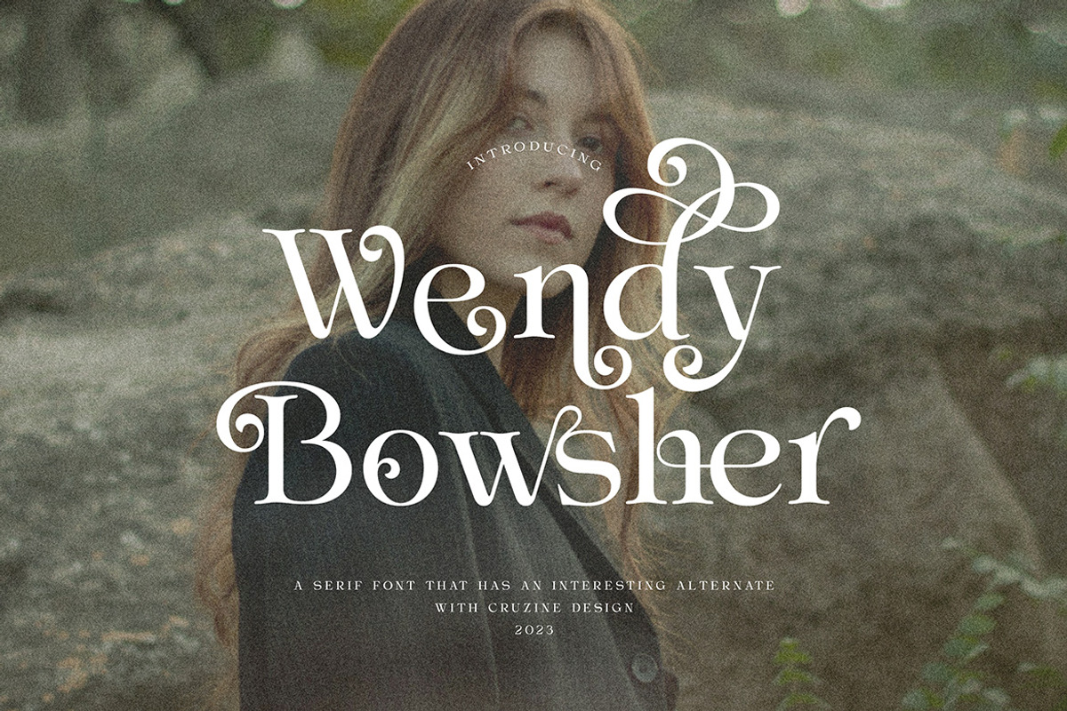 Wendy Bowsher Stylish Serif, a Serif Font by Cruzine (Photo 1 of 8)