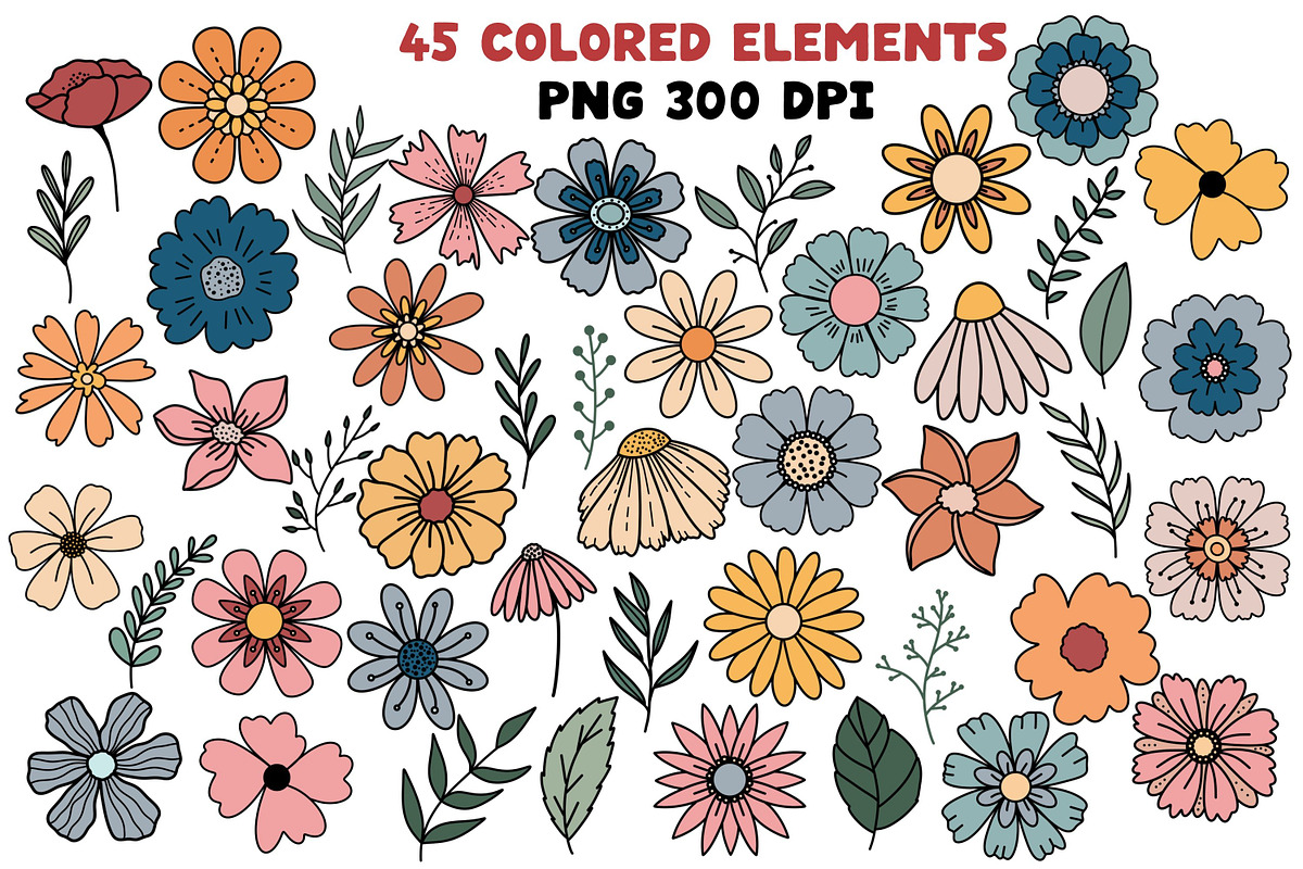 Retro Clipart Bundle Groovy Elements, a Graphic by Brush Lab (Photo 3 of 14)