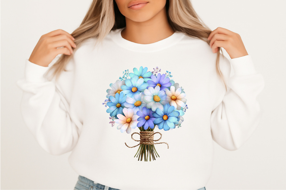 Whimsical Blue Flowers Spring Clipar, an Illustration by SVGArt (Photo 3 of 9)
