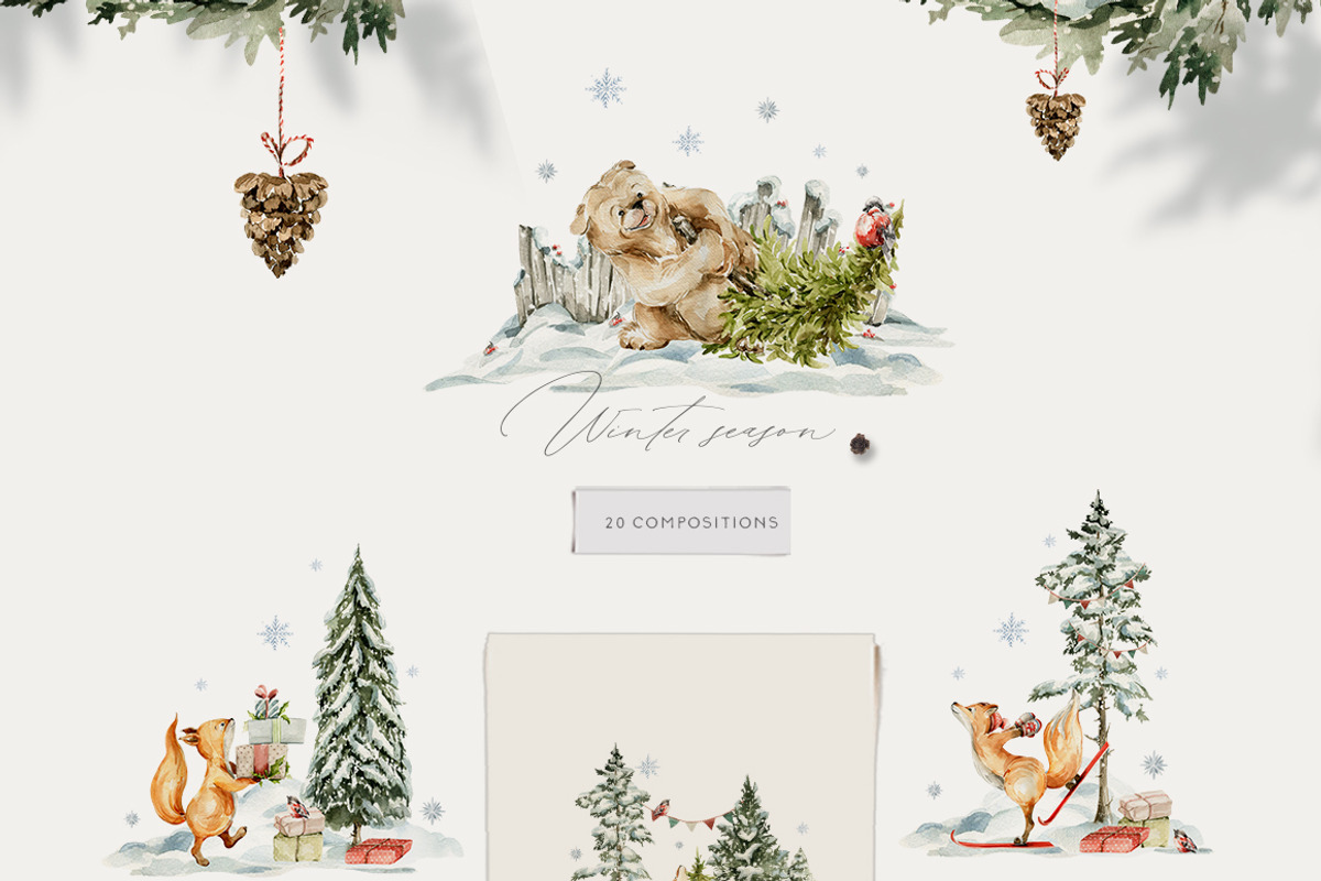 Christmas animals Winter woodland, an Animal Illustration by 60secondsArt (Photo 9 of 15)