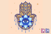 Hamsa Hand of Fatima Illustration, a Decorative Illustration by MISS CHATZ (Thumbnail 2 of 3)
