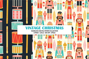 8 Vintage Christmas Seamless Files